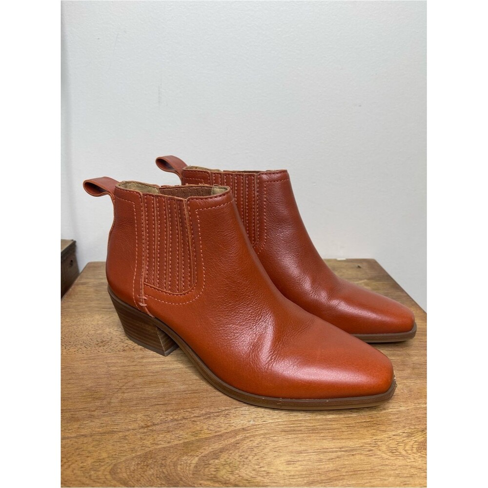 Lucky Brand Women’s Leather Chelsea Ankle Boots Cognac Brown Size 7M